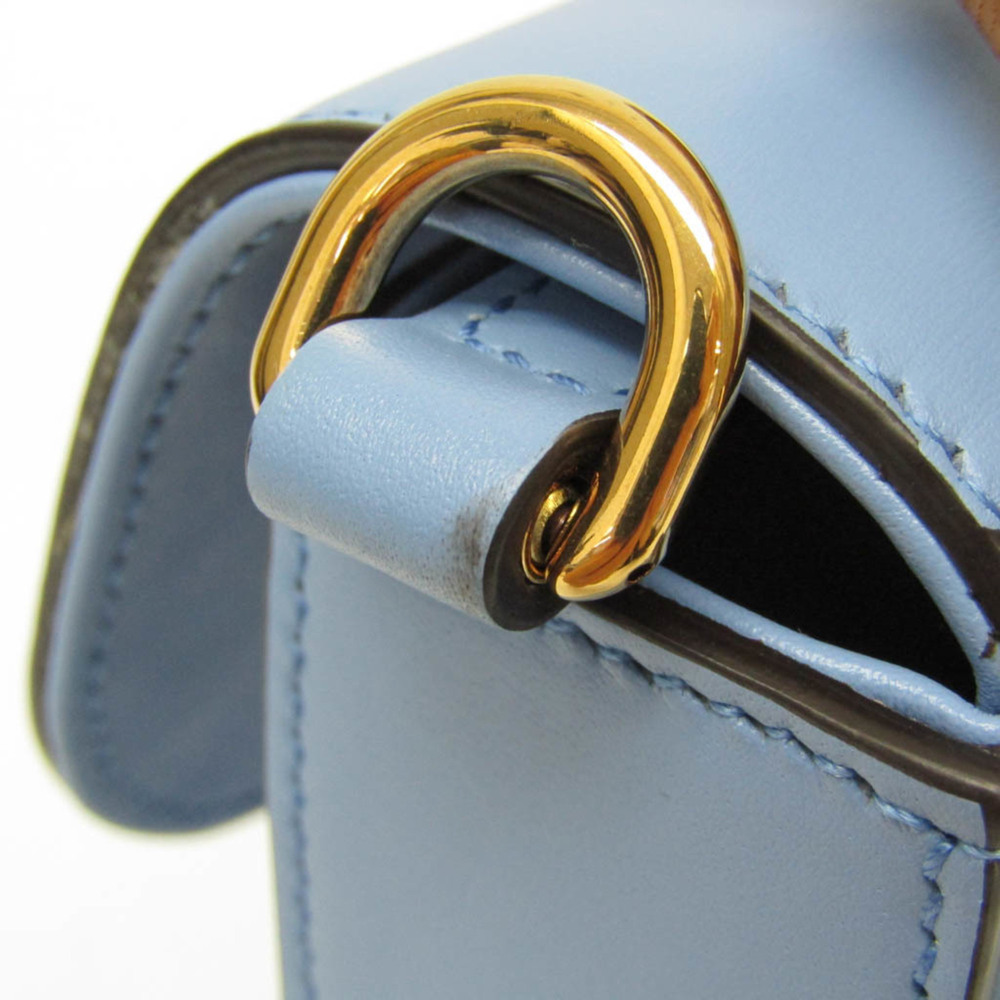 GUCCI Authentic Blue Leather Bamboo Shoulder Bag - Picture 13 of 16